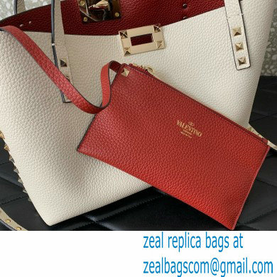 VALENTINO SMALL ROCKSTUD GRAINY CALFSKIN BAG WITH CONTRASTING LINING white 2024