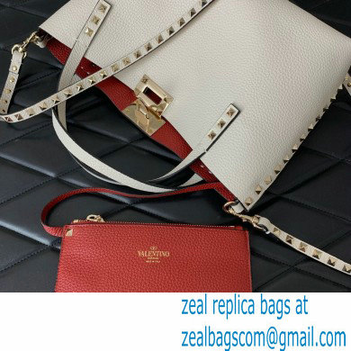 VALENTINO SMALL ROCKSTUD GRAINY CALFSKIN BAG WITH CONTRASTING LINING white 2024