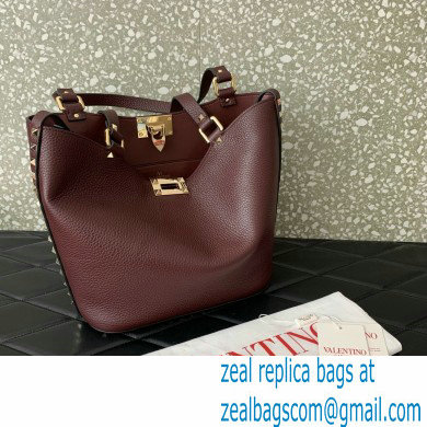 Valentino Garavani Rockstud Leather Tote BURGUNDY 2024