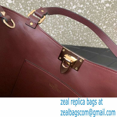 Valentino Garavani Rockstud Leather Tote BURGUNDY 2024