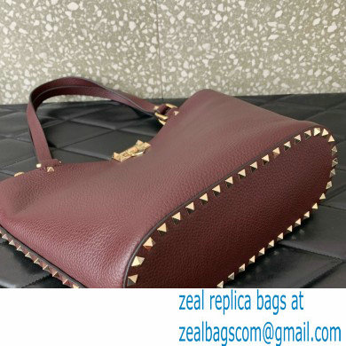 Valentino Garavani Rockstud Leather Tote BURGUNDY 2024