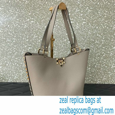 Valentino Garavani Rockstud Leather Tote GRAY 2024