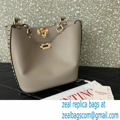 Valentino Garavani Rockstud Leather Tote GRAY 2024