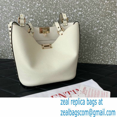 Valentino Garavani Rockstud Leather Tote WHITE 2024