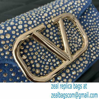 Valentino Garavani Small Loco DENIM SHOULDER BAG WITH RHINESTONES 2024