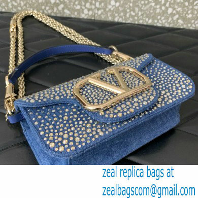 Valentino Garavani Small Loco DENIM SHOULDER BAG WITH RHINESTONES 2024