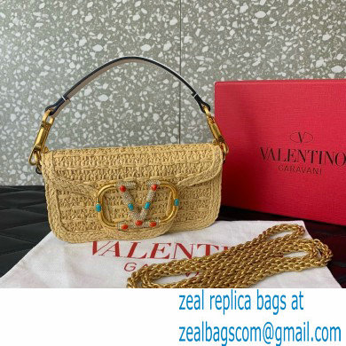 Valentino Garavani Small Loco RAFFIA SHOULDER BAG WITH JEWEL LOGO tan 2024