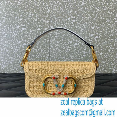 Valentino Garavani Small Loco RAFFIA SHOULDER BAG WITH JEWEL LOGO white 2024