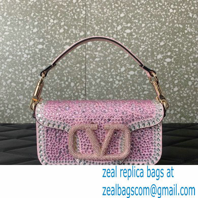 Valentino Garavani Small Loco Rhinestone Shoulder Bag pink 2024