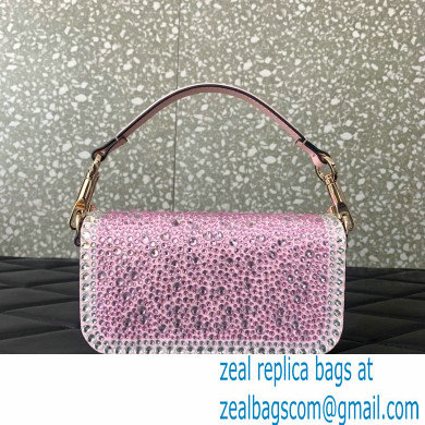 Valentino Garavani Small Loco Rhinestone Shoulder Bag pink 2024