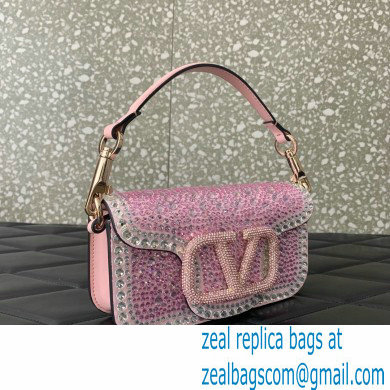 Valentino Garavani Small Loco Rhinestone Shoulder Bag pink 2024