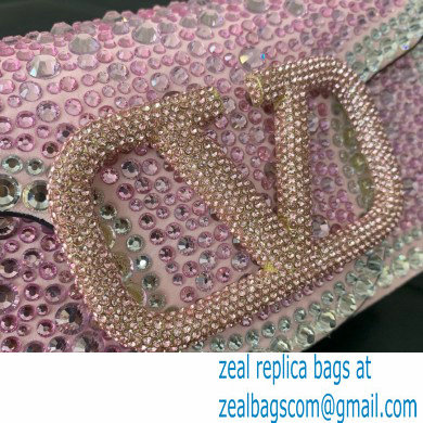 Valentino Garavani Small Loco Rhinestone Shoulder Bag pink 2024