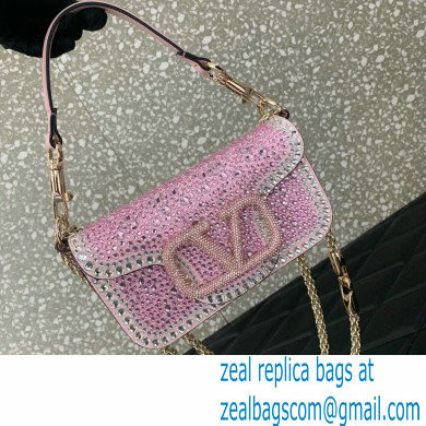 Valentino Garavani Small Loco Rhinestone Shoulder Bag pink 2024