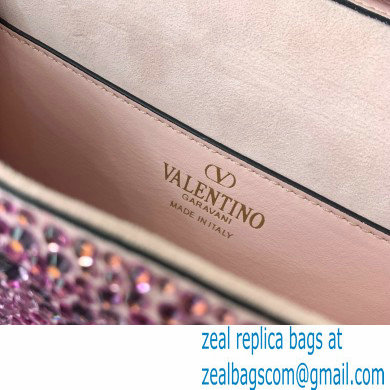 Valentino Garavani Small Loco Rhinestone Shoulder Bag pink 2024