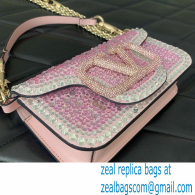 Valentino Garavani Small Loco Rhinestone Shoulder Bag pink 2024