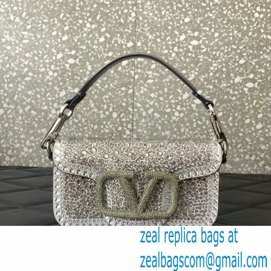 Valentino Garavani Small Loco Rhinestone Shoulder Bag silver 2024