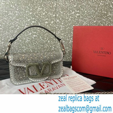 Valentino Garavani Small Loco Rhinestone Shoulder Bag silver 2024