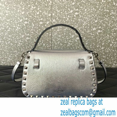 Valentino Garavani Small Rockstud Top Handle Bag silver 2024