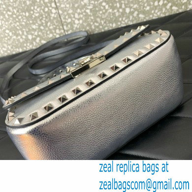 Valentino Garavani Small Rockstud Top Handle Bag silver 2024