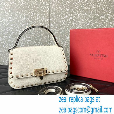 Valentino Garavani Small Rockstud Top Handle Bag white 2024