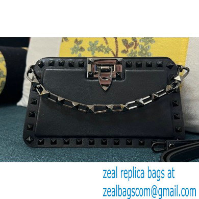 Valentino Rockstud Clutch Bag In Calfskin Black 2024 - Click Image to Close