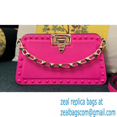 Valentino Rockstud Clutch Bag In Calfskin Fuchsia 2024