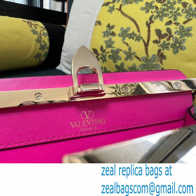 Valentino Rockstud Clutch Bag In Calfskin Fuchsia 2024