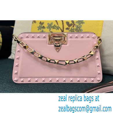 Valentino Rockstud Clutch Bag In Calfskin Pink 2024 - Click Image to Close