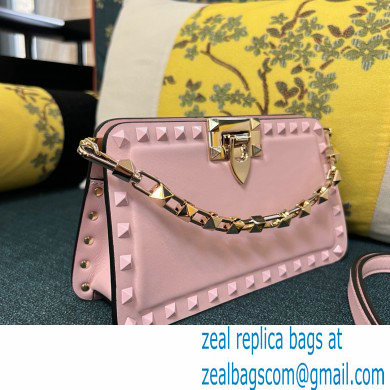 Valentino Rockstud Clutch Bag In Calfskin Pink 2024