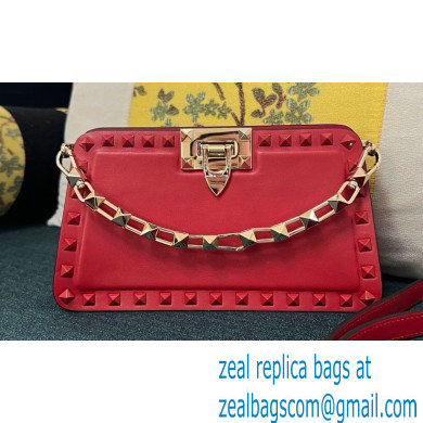 Valentino Rockstud Clutch Bag In Calfskin Red 2024 - Click Image to Close