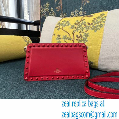 Valentino Rockstud Clutch Bag In Calfskin Red 2024