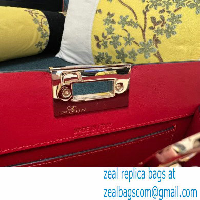 Valentino Rockstud Clutch Bag In Calfskin Red 2024