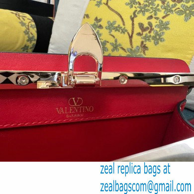 Valentino Rockstud Clutch Bag In Calfskin Red 2024