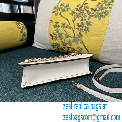 Valentino Rockstud Clutch Bag In Calfskin White 2024