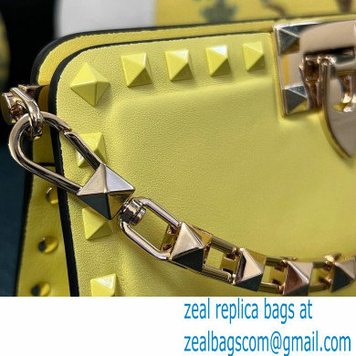 Valentino Rockstud Clutch Bag In Calfskin Yellow 2024