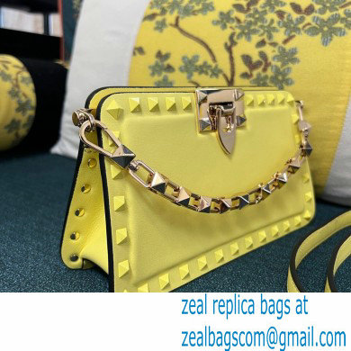 Valentino Rockstud Clutch Bag In Calfskin Yellow 2024