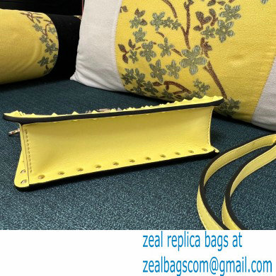 Valentino Rockstud Clutch Bag In Calfskin Yellow 2024