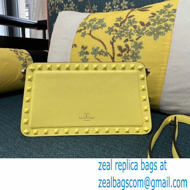 Valentino Rockstud Clutch Bag In Calfskin Yellow 2024