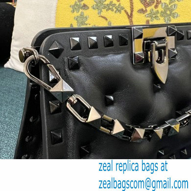 Valentino Rockstud Clutch Bag In Padded Nappa Black 2024