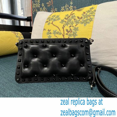 Valentino Rockstud Clutch Bag In Padded Nappa Black 2024