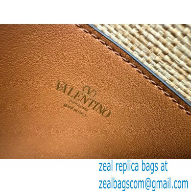 Valentino SMALL ROCKSTUD SHOULDER BAG IN WOVEN RAFFIANATURAL/ALMOND 2024