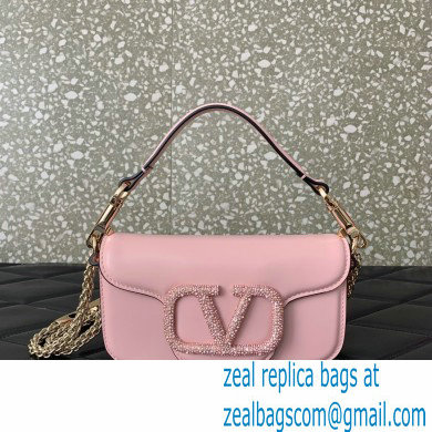 Valentino VLogo Signature Loco Small Shoulder Bag With Jewel Logo PINK