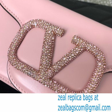 Valentino VLogo Signature Loco Small Shoulder Bag With Jewel Logo PINK