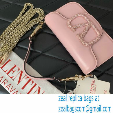 Valentino VLogo Signature Loco Small Shoulder Bag With Jewel Logo PINK