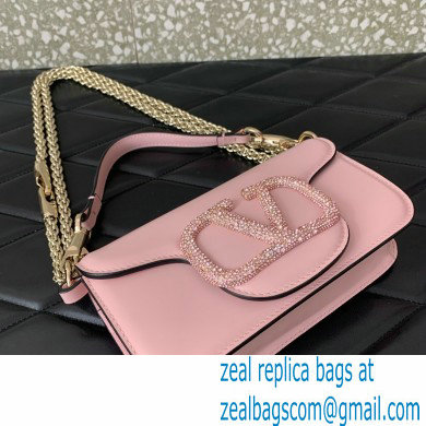 Valentino VLogo Signature Loco Small Shoulder Bag With Jewel Logo PINK