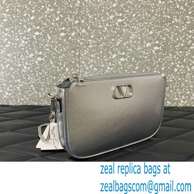 Valentino VLogo Signature mini bag in calfskin leather Silver 2024