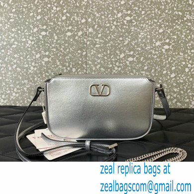 Valentino VLogo Signature mini bag in calfskin leather Silver 2024