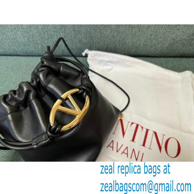 Valentino Vlogo Pouf Nappa Leather Mini Bucket Bag Black 2024