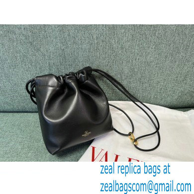 Valentino Vlogo Pouf Nappa Leather Mini Bucket Bag Black 2024