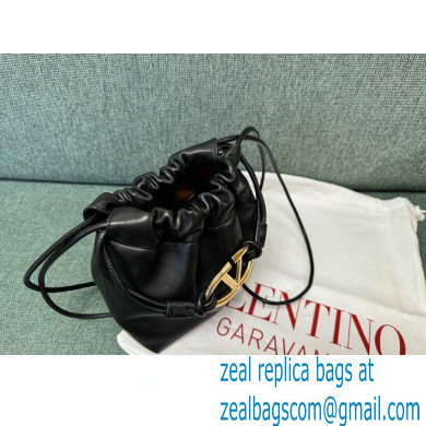 Valentino Vlogo Pouf Nappa Leather Mini Bucket Bag Black 2024